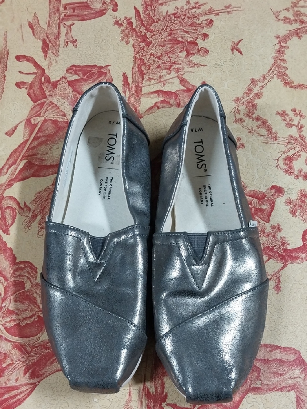 TOMS Metallic Gray Slip-On Casual Shoes